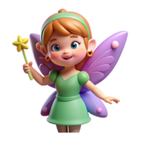 bold immaculate A cartoon-style, winking fairy with a magic wand with Transparent Background sharp png