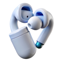 alluring retro Wireless earbuds, Bluetooth, white with Transparent Background masterfully captured png