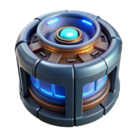 energetic fascinating Hyper-specific professional render, isolated cutout, of a futuristic power generator with pulsating energy core with Transparent Background handcrafted png