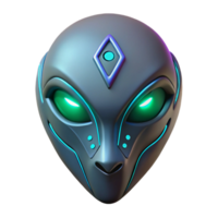 exquisite romantic traditional Concept art style, isolated cutout, of a single intricately designed alien mask with glowing runes with Transparent Background top-tier png