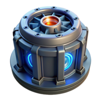 dreamy vibrant Hyper-specific professional render, isolated cutout, of a futuristic power generator with pulsating energy core with Transparent Background precision png