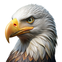 extraordinary celebrated Photorealistic, ultra-detailed professional render of a majestic bald eagle with its head turned to the side Isolated cutout with Transparent Background png