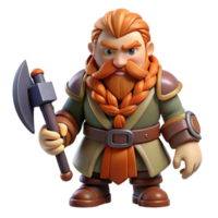 breathtaking bold traditional Concept art style, isolated cutout of a fantasy dwarf with a long braided beard and a battle axe with Transparent Background original png