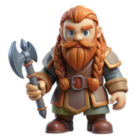 acclaimed avant-garde Concept art style, isolated cutout of a fantasy dwarf with a long braided beard and a battle axe with Transparent Background crisp png