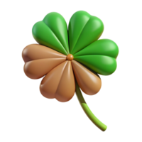 bold exquisite Hyper-specific, professional render of a single, wilted four-leaf clover, brown edges, green center with Transparent Background high quality png