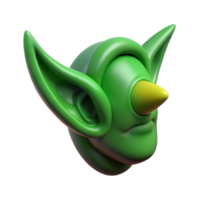 coveted modern Ultra-detailed, concept art style professional render of a single, goblin ear, pointed, green with Transparent Background flawless png