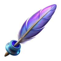 exemplary coastal Hyper-specific, professional render of a single, enchanted quill pen, feather, glowing ink with Transparent Background museum quality png