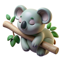 beautiful modern A Sleepy Koala Clinging to a Eucalyptus high resolution png