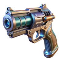 exemplary baroque Ultra-detailed, photorealistic professional render, isolated cutout of a single cyberpunk energy pistol with intricate engravings with Transparent Background ultra HD png