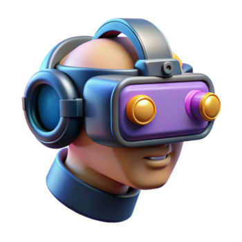 sonhadores radiante hiperespecífico, conceito arte estilo, isolado recortar, profissional render do uma cyberpunk vr fone de ouvido com integrado neural interface com transparente fundo genuíno png