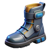 dramatic creative Ultra-detailed, photorealistic, isolated cutout of a single cyberpunk boot with reinforced plating, professional render with Transparent Background handcrafted png