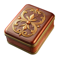 distinctive baroque Hyper-specific, professional render of a vintage cigarette case with ornate design, isolated cutout with Transparent Background museum quality png