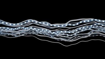 Abstract Optical Fiber Lines with Moving Bright Light Signals, Internet Connection Speed Concept. Big Data Transfer 3d Looping Animation video