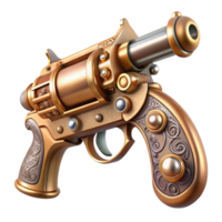 dazzling timeless A steampunk pistol with ornate engravings and a pearl handle with Transparent Background png