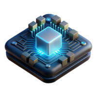 beautiful rustic A Single Glowing Circuit Board Floating professional png