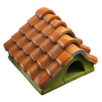 elegant distinctive Hyper-specific, professional render of a single terracotta roof tile, weathered and moss-covered Isolated cutout with Transparent Background png