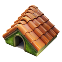 dynamic striking Hyper-specific, professional render of a single terracotta roof tile, weathered and moss-covered Isolated cutout with Transparent Background original png