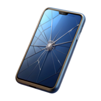 distinctive retro Smartphone showing broken screen with spiderweb cracks with Transparent Background artisan png