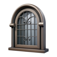 acclaimed urban Hyper-specific professional render of a single, hand-forged, wrought iron window grill Isolated cutout with Transparent Background high resolution png