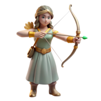 dramatic stunning Artemis, goddess of the hunt, with a bow and arrow with Transparent Background sharp png