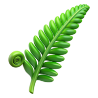 coveted impressionist Green fern frond, unfurling with Transparent Background high resolution png