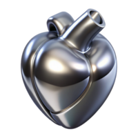 ethereal breathtaking Concept art style, ultra-detailed, isolated cutout of a single, stylized, chrome human heart with Transparent Background elite png