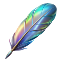 beautiful futuristic Hyper-specific, professional render, isolated cutout, photorealistic single, feather with iridescent barbules with Transparent Background crisp png