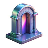 acclaimed abstract Concept art style, isolated cutout of a holographic architectural projection of a doorway with Transparent Background detailed png