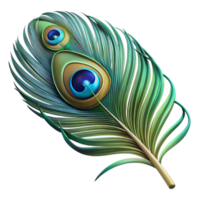 exquisite notable Photorealistic, ultra-detailed, hyper-specific professional render of a single Art Nouveau peacock feather, concept art style, isolated cutout with Transparent Background png