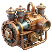 coveted retro Steampunk airship engine with pistons, gears, and copper pipes with Transparent Background top-tier png