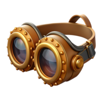 alluring rare Steampunk goggles with intricate brass gears and leather straps with Transparent Background png