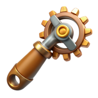 exemplary avant-garde Steampunk wrench with adjustable gears and a brass handle with Transparent Background luxury png