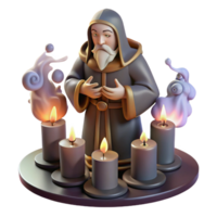 elegant artistic A Wise Old Oracle Consulting the Runes exclusive png