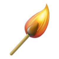 bold hypnotic Photorealistic, professional render, isolated cutout, hyper-specific single, burning matchstick with Transparent Background authentic png
