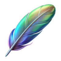 extraordinary bold creative Hyper-specific, photorealistic, isolated cutout of a single, iridescent hummingbird feather with Transparent Background studio quality png