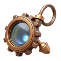 alluring quintessential Steampunk monocle with a gear-shaped frame with Transparent Background png