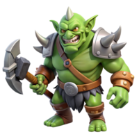 alluring exemplary A fierce orc warrior, battle-worn axe, snarling with Transparent Background png