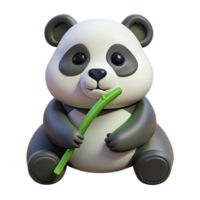 breathtaking abstract Concept art style, hyper-specific isolated cutout of a professional render of a single giant panda chewing bamboo with Transparent Background authentic png