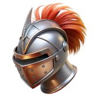 captivating playful bohemian A knight's helmet, plumed crest, gleaming metal with Transparent Background professional png