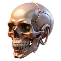 breathtaking avant-garde Concept art style, professional render of a biomechanical skull with exposed wiring, isolated cutout with Transparent Background authentic png