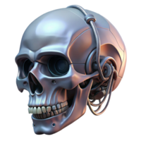 breathtaking notable Concept art style, professional render of a biomechanical skull with exposed wiring, isolated cutout with Transparent Background png