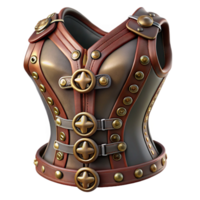 dramatic pristine Steampunk corset with metal buckles and leather accents with Transparent Background detailed png