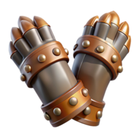 dynamic elegant Hyper-specific, concept art style, professional render of an isolated cutout, pair of leather gauntlets with metal studs with Transparent Background impeccable png