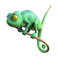 dynamic dramatic Hyper-specific concept art style, isolated cutout professional render of a single chameleon gripping a thin branch, changing color with Transparent Background 4K png