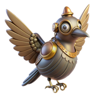 beautiful intense abstract Steampunk clockwork bird with flapping wings with Transparent Background high resolution png