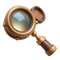 alluring celebrated Steampunk monocle with a brass frame and magnifying lens with Transparent Background png
