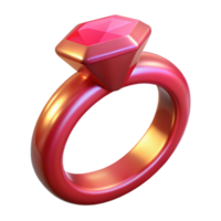 elegant intense surreal Ultra-detailed, photorealistic isolated cutout of a single, magic ring with a large ruby gemstone, professional render with Transparent Background premium png