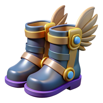 energico meraviglioso concetto arte stile, iperspecifico professionale rendere di un isolato ritagliare, paio di alato stivali con intricato fibbie con trasparente sfondo alto risoluzione png