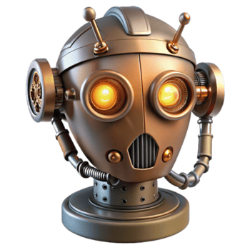 excepcional nórdico steampunk robô cabeça com exposto fios e brilhando olhos com transparente fundo profissional png