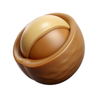 beautiful timeless Professional render hyper-specific image of a single macadamia nut, shelled, with Transparent Background png